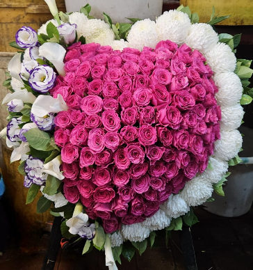 心形花牌#H2｜白事花牌｜帛事花籃・帛事花牌 即日送達｜香港帛事花店