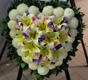 心形花牌#H21｜白事花牌｜帛事花籃・帛事花牌 即日送達｜香港帛事花店