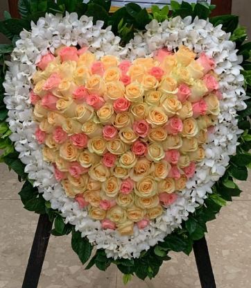 心形花牌#H26｜白事花牌｜帛事花籃・帛事花牌 即日送達｜香港帛事花店