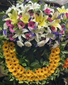 西式帛事花圈#A10｜白事花牌｜帛事花籃・帛事花牌 即日送達｜香港帛事花店