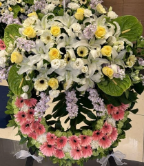 西式帛事花圈#A12｜白事花牌｜帛事花籃・帛事花牌 即日送達｜香港帛事花店