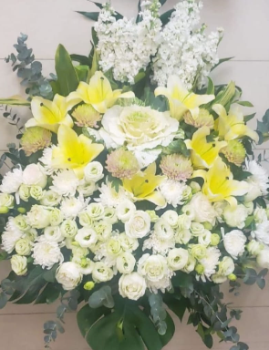 帛事花籃#B15｜ 帛事花籃 ｜帛事花牌・帛事花圈・帛事花店 即日送達｜香港帛事花店