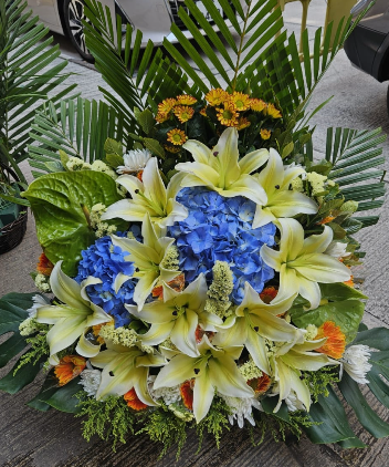 帛事花籃#B19｜ 帛事花籃 ｜帛事花牌・帛事花圈・帛事花店 即日送達｜香港帛事花店