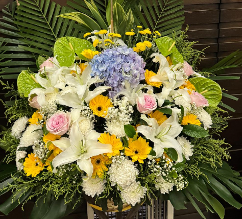 帛事花籃#B21｜ 帛事花籃 ｜帛事花牌・帛事花圈・帛事花店 即日送達｜香港帛事花店