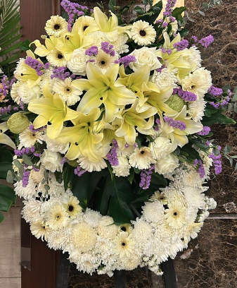 西式帛事花圈#A16｜白事花牌｜帛事花籃・帛事花牌 即日送達｜香港帛事花店