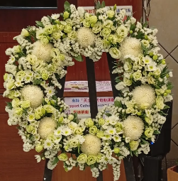 西式帛事花圈#A17｜白事花牌｜帛事花籃・帛事花牌 即日送達｜香港帛事花店