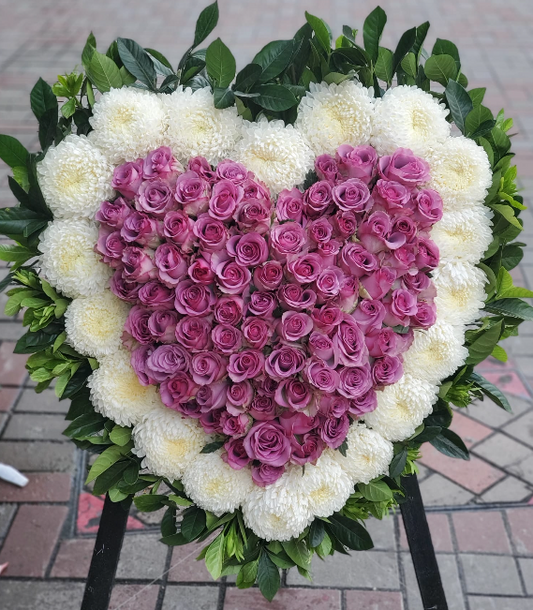 心形花牌#H38｜白事花牌｜帛事花籃・帛事花牌 即日送達｜香港帛事花店