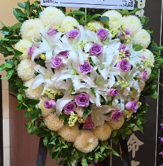 心形花牌#H40｜白事花牌｜帛事花籃・帛事花牌 即日送達｜香港帛事花店